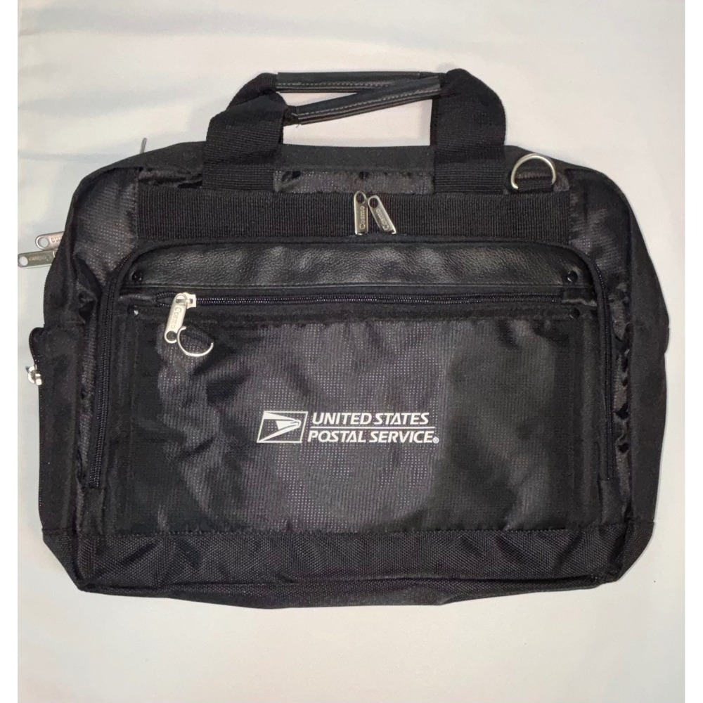 USPS United States Postal Service Black Nylon Expandable Laptop Briefcase Bag